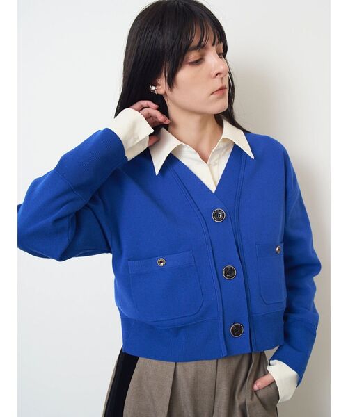 ELENDEEK(エレンディーク)の「ダブルカラーニットカーディガン(カーディガン/ボレロ・レディース・ピンク/ブルー/ブラック・FREE)」の4枚目の写真
