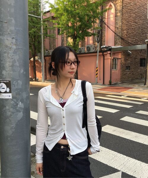 PEPLEE(ペプリー)の「Tencel Button Round Neck Cardigan (White)(カーディガン/ボレロ・レディース・その他・OS)」の5枚目の写真