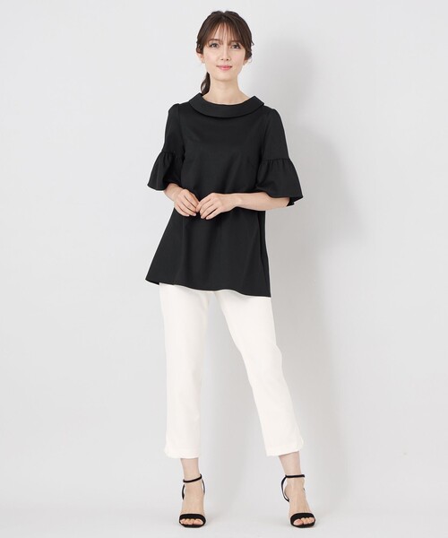 TO BE CHIC(トゥー ビー シック)の「ハイゲージコットン デザインネックチュニック(Tシャツ/カットソー・レディース・ブラック/ネイビー・40)」の3枚目の写真