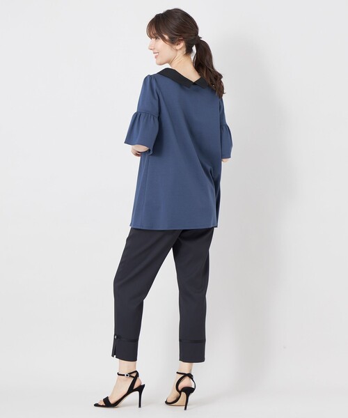 TO BE CHIC(トゥー ビー シック)の「ハイゲージコットン デザインネックチュニック(Tシャツ/カットソー・レディース・ブラック/ネイビー・40)」の5枚目の写真