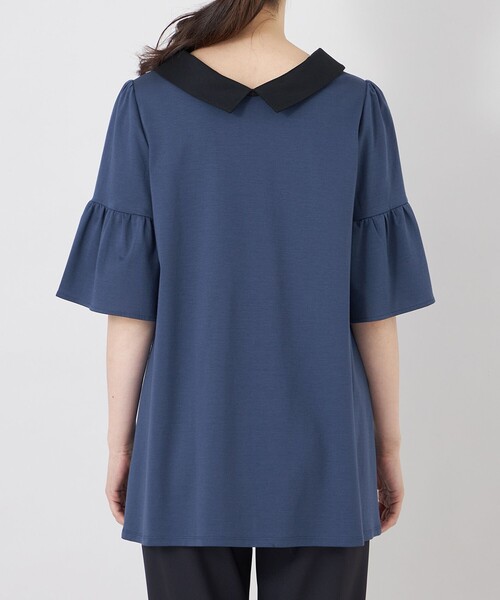 TO BE CHIC(トゥー ビー シック)の「ハイゲージコットン デザインネックチュニック(Tシャツ/カットソー・レディース・ブラック/ネイビー・40)」の8枚目の写真