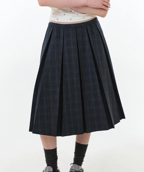 GRVRGROVE(グローブ)の「PEYTON CHECK PLEATS SKIRT(スカート・レディース・ブラック系・MEDIUM/SMALL)」の2枚目の写真