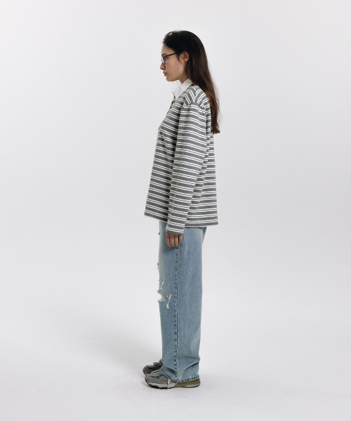 haag(ヘイグ)の「a stripe rugby t-sh (grey)(ポロシャツ・レディース・その他・FREE)」の5枚目の写真