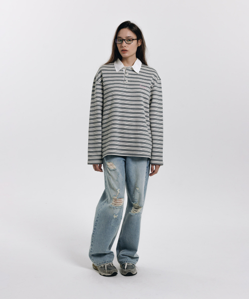 haag(ヘイグ)の「a stripe rugby t-sh (grey)(ポロシャツ・レディース・その他・FREE)」の8枚目の写真