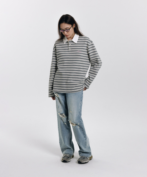 haag(ヘイグ)の「a stripe rugby t-sh (grey)(ポロシャツ・レディース・その他・FREE)」の9枚目の写真