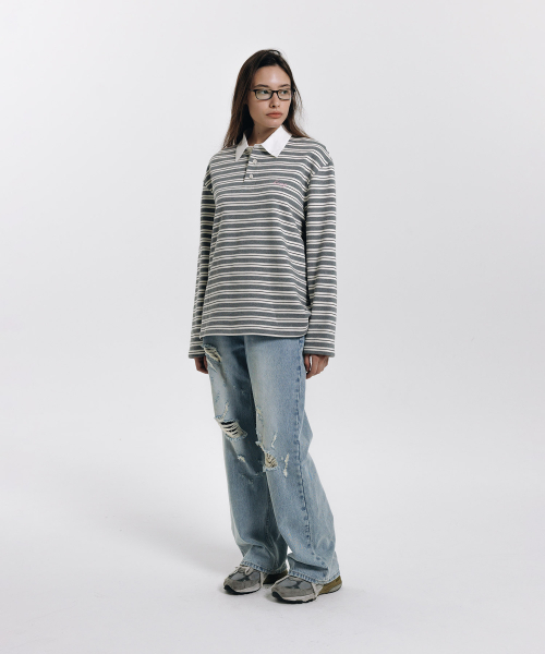 haag(ヘイグ)の「a stripe rugby t-sh (grey)(ポロシャツ・レディース・その他・FREE)」の10枚目の写真