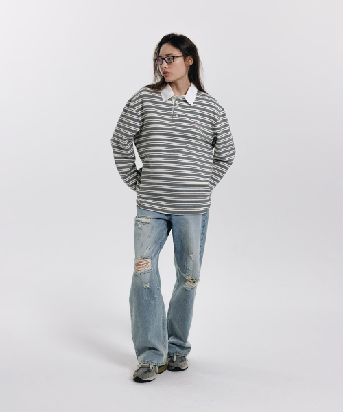 haag(ヘイグ)の「a stripe rugby t-sh (grey)(ポロシャツ・レディース・その他・FREE)」の11枚目の写真