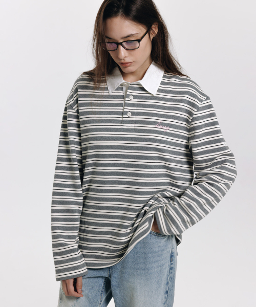 haag(ヘイグ)の「a stripe rugby t-sh (grey)(ポロシャツ・レディース・その他・FREE)」の14枚目の写真