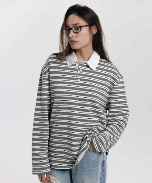 haag(ヘイグ)の「a stripe rugby t-sh (grey)(ポロシャツ・レディース・その他・FREE)」の15枚目の写真