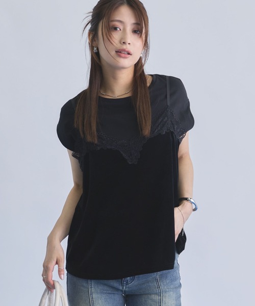 archives(アルシーヴ)の「レーストリムベロアビスチェ×フレンチTEE SET(Tシャツ/カットソー・レディース・ブラック/ブラウン/グレー・MEDIUM)」の12枚目の写真