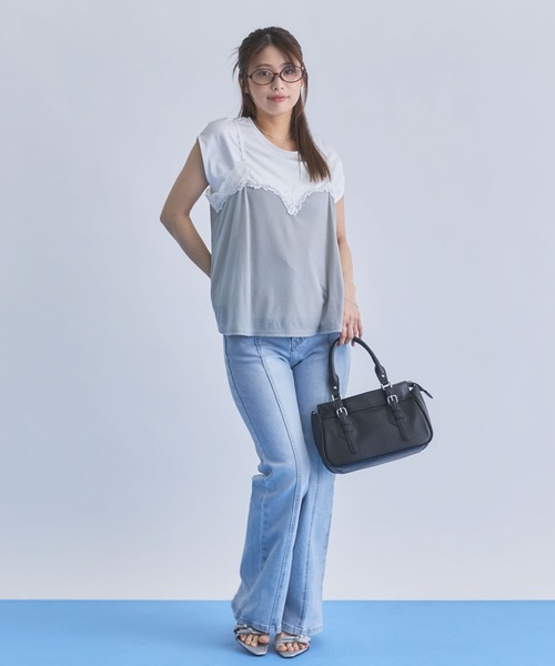 archives(アルシーヴ)の「レーストリムベロアビスチェ×フレンチTEE SET(Tシャツ/カットソー・レディース・ブラック/ブラウン/グレー・MEDIUM)」の7枚目の写真