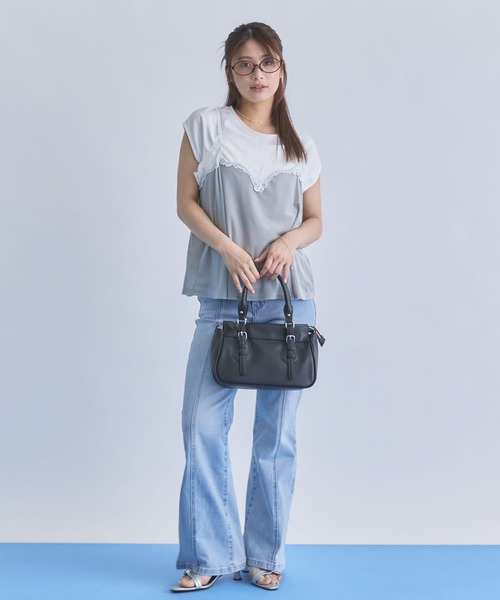 archives(アルシーヴ)の「レーストリムベロアビスチェ×フレンチTEE SET(Tシャツ/カットソー・レディース・ブラック/ブラウン/グレー・MEDIUM)」の8枚目の写真