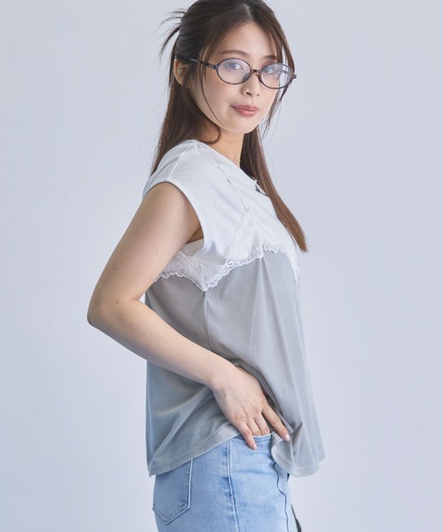 archives(アルシーヴ)の「レーストリムベロアビスチェ×フレンチTEE SET(Tシャツ/カットソー・レディース・ブラック/ブラウン/グレー・MEDIUM)」の5枚目の写真