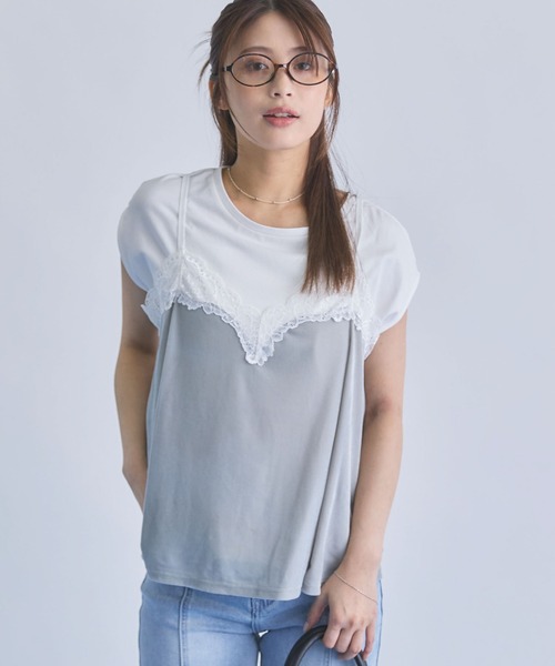 archives(アルシーヴ)の「レーストリムベロアビスチェ×フレンチTEE SET(Tシャツ/カットソー・レディース・ブラック/ブラウン/グレー・MEDIUM)」の6枚目の写真