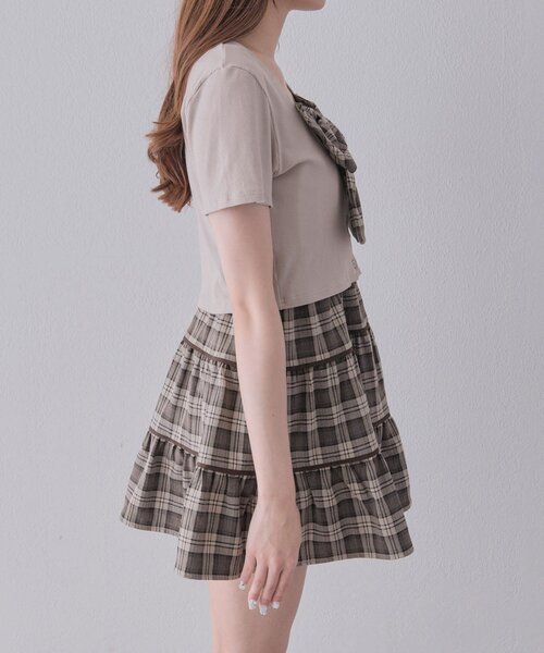 OLIVE des OLIVE(オリーブデオリーブ)の「リボンミニワンピとカーデのセット(ワンピース・レディース・ベージュ/ドット/ブラック・FREE)」の16枚目の写真
