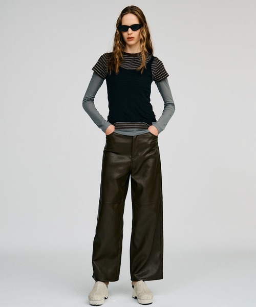 PRANK PROJECT(プランクプロジェクト)の「【2026Autumn Pre-Order】シンセテイックレザーストレートパンツ / Synthetic Leather Straight Pants(その他パンツ・レディース・ブラウン/ブラック・38/36/34)」の8枚目の写真