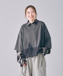 裏毛ラメ相良刺繍5分袖T 663950（Tシャツ/カットソー）｜LEPSIM