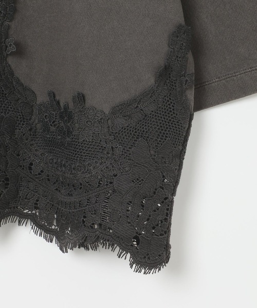 LEPSIM(レプシィム)の「レースドッキングミニ裏毛6分袖 840068(Tシャツ/カットソー・レディース・アイボリー/チャコールグレー/ライトブルー/グレー・FREE)」の8枚目の写真