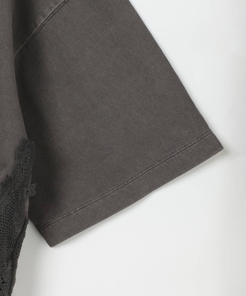 LEPSIM(レプシィム)の「レースドッキングミニ裏毛6分袖 840068(Tシャツ/カットソー・レディース・アイボリー/チャコールグレー/ライトブルー/グレー・FREE)」の9枚目の写真
