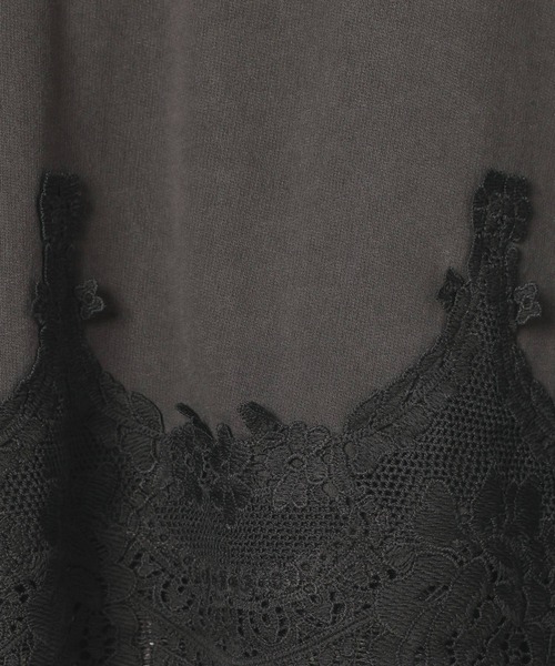 LEPSIM(レプシィム)の「レースドッキングミニ裏毛6分袖 840068(Tシャツ/カットソー・レディース・アイボリー/チャコールグレー/ライトブルー/グレー・FREE)」の12枚目の写真
