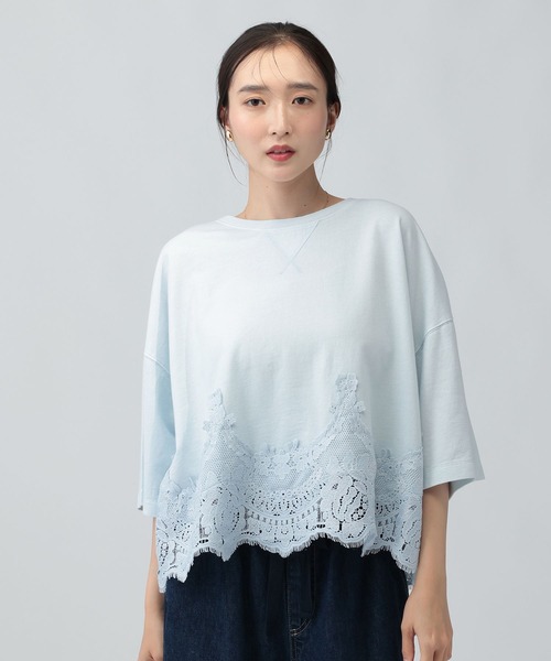 LEPSIM(レプシィム)の「レースドッキングミニ裏毛6分袖 840068(Tシャツ/カットソー・レディース・アイボリー/チャコールグレー/ライトブルー/グレー・FREE)」の21枚目の写真