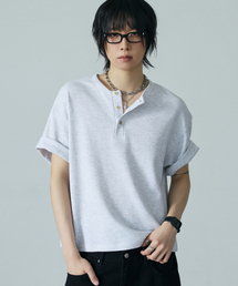 LXT（エルエックスティー）の「ワッフルヘンリーネッククロップ半袖Tシャツ[ホワイトメランジ]（Tシャツ/カットソー）」
