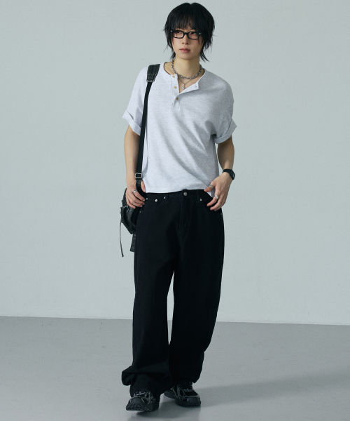LXT（エルエックスティー）の「ワッフルヘンリーネッククロップ半袖Tシャツ[ホワイトメランジ]（Tシャツ/カットソー・メンズ・その他・X-LARGE/LARGE/MEDIUM）」の5枚目の写真