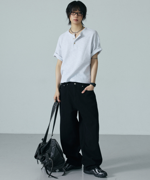 LXT（エルエックスティー）の「ワッフルヘンリーネッククロップ半袖Tシャツ[ホワイトメランジ]（Tシャツ/カットソー・メンズ・その他・X-LARGE/LARGE/MEDIUM）」の6枚目の写真