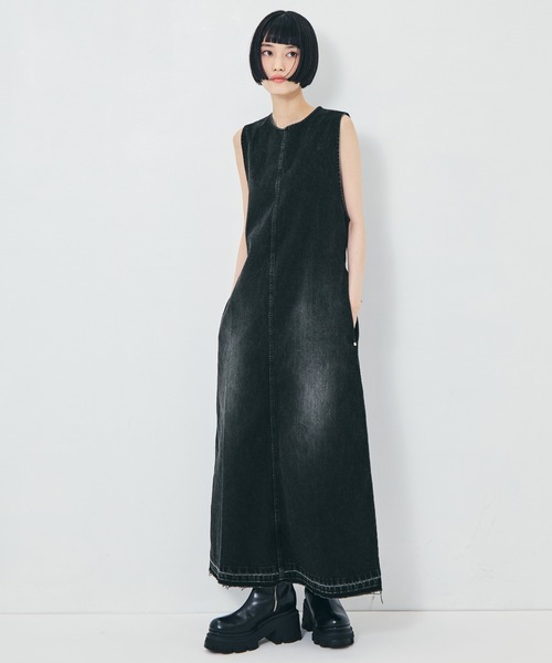 TOGA PULLA（トーガ　プルラ）の「【TOGA PULLA/トーガプルラ】Denim dress/デニムドレス（ワンピース・レディース・ブラック/ブルー・S/M）」の3枚目の写真