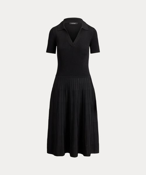 LAUREN RALPH LAUREN(ローレン ラルフ ローレン)の「リブニット ショートスリーブ セーター ドレス(ワンピース・レディース・ブラック系1・S/M/L/XS/XXS)」の2枚目の写真