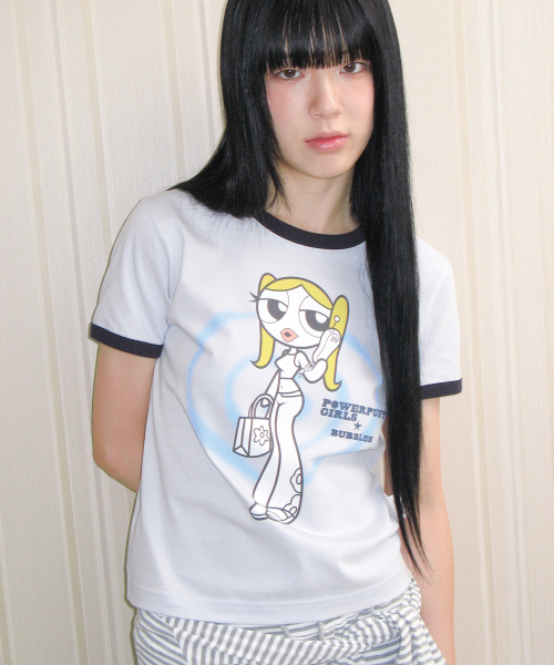 AMESWORLDWIDE(アメスワールドワイド)の「PPG GIRL RINGER TEE SKY BLUE(Tシャツ/カットソー・レディース・その他・FREE)」の1枚目の写真