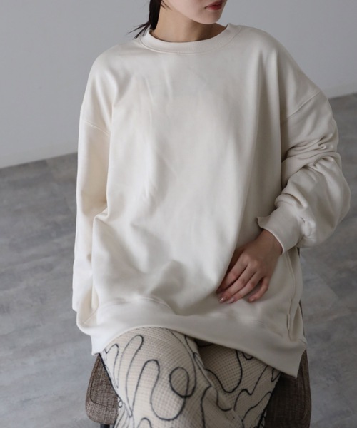 ルーズシルエットビッグスウェット/ゆったりBIG裏毛スウェットプルオーバー