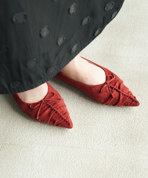 Launa lea(ラウナレア)の「【26秋冬】ソフトシャーリングフラットパンプス(0636)(パンプス・レディース・ブラック系その他/レッド/レオパード/ブラウン・22.0cm/22.5cm/23.0cm/24.0cm/23.5cm/24.5cm/25.0cm)」の10枚目の写真
