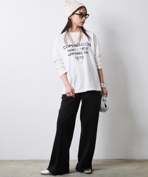 CHIC STYLE(シックスタイル)の「ロゴプリントロングスリーブTシャツ<大きいサイズ有>シックスタイル(Tシャツ/カットソー・レディース・オフホワイト/スミクロ・5L/4L/3L/LL/L/M)」の7枚目の写真