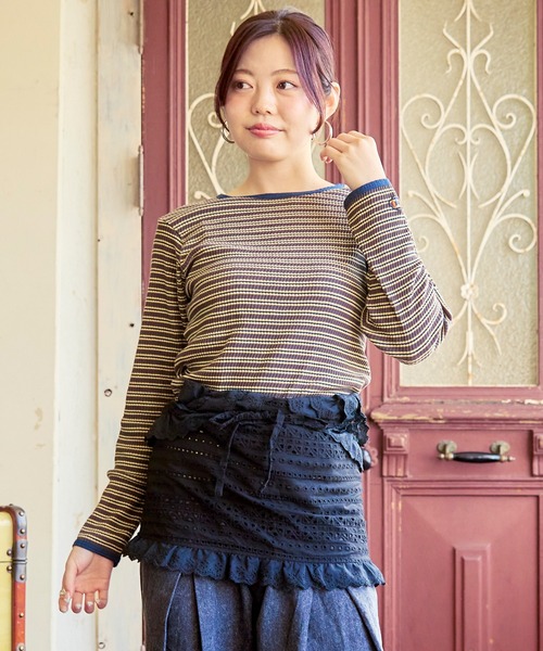 MARKEY'S(マーキーズ)の「ツイストリブBDカットソー/おとな(Tシャツ/カットソー・レディース・ブルー系1/ブラック系1/レッド系1・160)」の1枚目の写真
