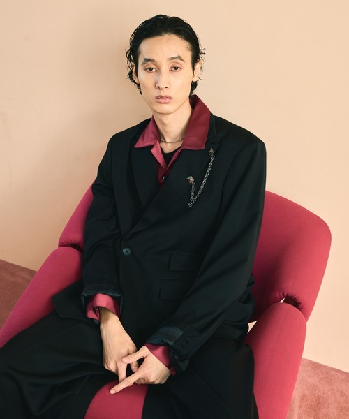 HARE(ハレ)の「【SET UP対応】パワーショルダージャケット(HARE)(テーラードジャケット・メンズ・ブラック/パープル・MEDIUM/SMALL)」の4枚目の写真