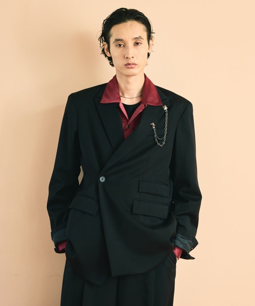 HARE(ハレ)の「【SET UP対応】パワーショルダージャケット(HARE)(テーラードジャケット・メンズ・ブラック/パープル・MEDIUM/SMALL)」の5枚目の写真