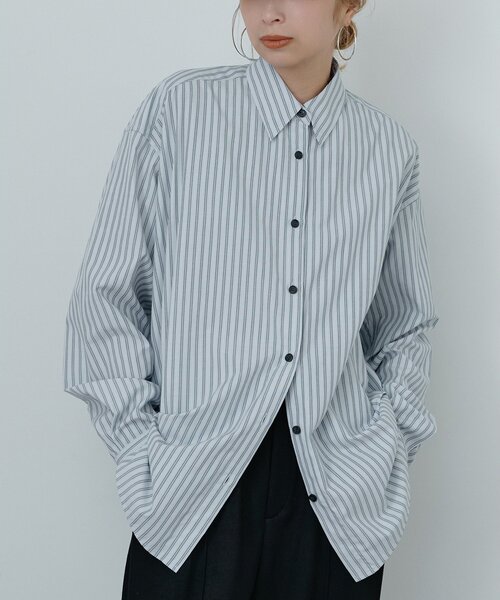 Whim Gazette(ウィムガゼット)の「〈WEB限定〉【Nuition】ストライプ2WAYシャツ(シャツ/ブラウス・レディース・ブルー/アイボリー・FREE)」の1枚目の写真