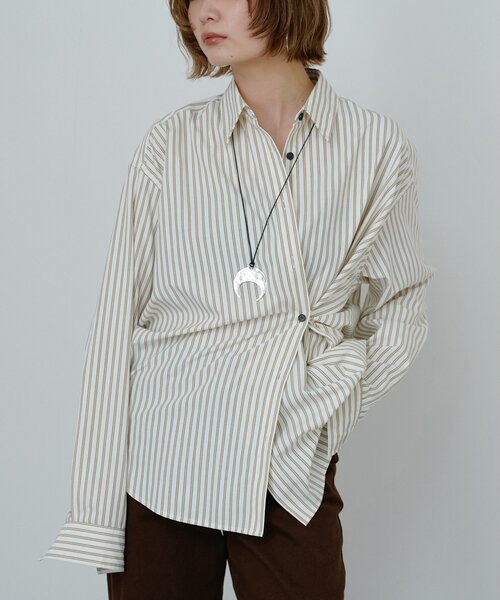 Whim Gazette(ウィムガゼット)の「〈WEB限定〉【Nuition】ストライプ2WAYシャツ(シャツ/ブラウス・レディース・ブルー/アイボリー・FREE)」の3枚目の写真