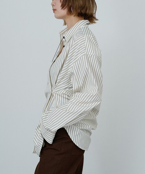 Whim Gazette(ウィムガゼット)の「〈WEB限定〉【Nuition】ストライプ2WAYシャツ(シャツ/ブラウス・レディース・ブルー/アイボリー・FREE)」の4枚目の写真
