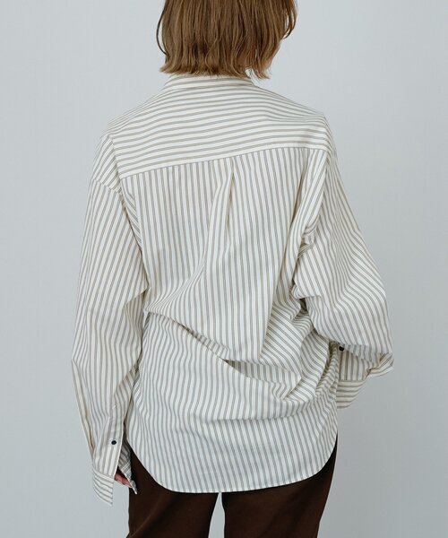 Whim Gazette(ウィムガゼット)の「〈WEB限定〉【Nuition】ストライプ2WAYシャツ(シャツ/ブラウス・レディース・ブルー/アイボリー・FREE)」の5枚目の写真