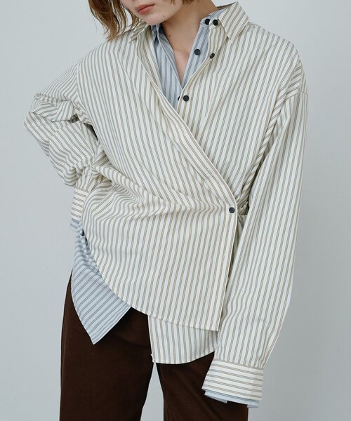 Whim Gazette(ウィムガゼット)の「〈WEB限定〉【Nuition】ストライプ2WAYシャツ(シャツ/ブラウス・レディース・ブルー/アイボリー・FREE)」の22枚目の写真