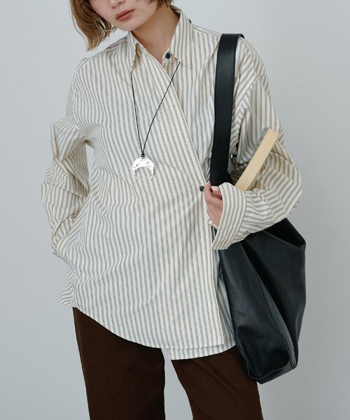 Whim Gazette(ウィムガゼット)の「〈WEB限定〉【Nuition】ストライプ2WAYシャツ(シャツ/ブラウス・レディース・ブルー/アイボリー・FREE)」の7枚目の写真