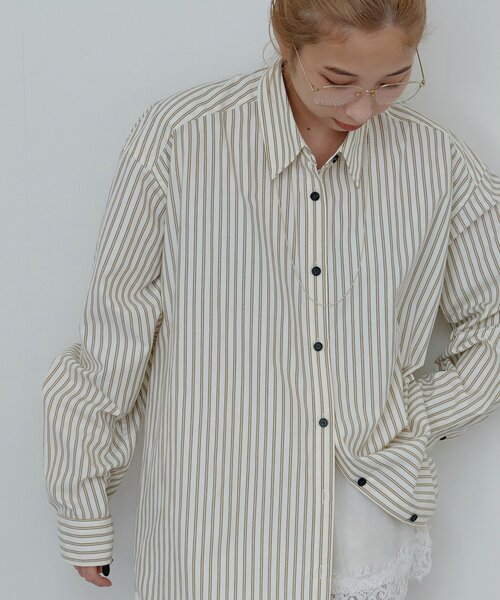 Whim Gazette(ウィムガゼット)の「〈WEB限定〉【Nuition】ストライプ2WAYシャツ(シャツ/ブラウス・レディース・ブルー/アイボリー・FREE)」の18枚目の写真