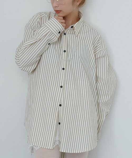 Whim Gazette(ウィムガゼット)の「〈WEB限定〉【Nuition】ストライプ2WAYシャツ(シャツ/ブラウス・レディース・ブルー/アイボリー・FREE)」の13枚目の写真