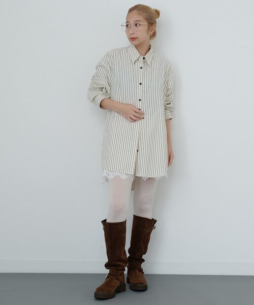 Whim Gazette(ウィムガゼット)の「〈WEB限定〉【Nuition】ストライプ2WAYシャツ(シャツ/ブラウス・レディース・ブルー/アイボリー・FREE)」の14枚目の写真