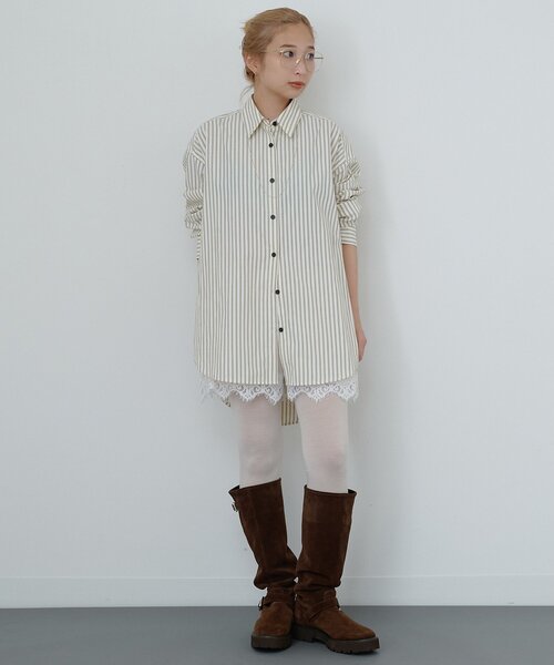 Whim Gazette(ウィムガゼット)の「〈WEB限定〉【Nuition】ストライプ2WAYシャツ(シャツ/ブラウス・レディース・ブルー/アイボリー・FREE)」の19枚目の写真