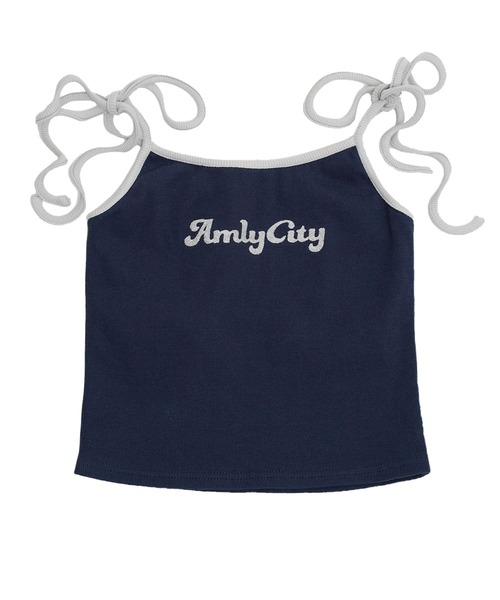 Amly City(アンリーシティ)の「ショルダーリボンラメ刺繍キャミソール<カップ付き>(キャミソール・レディース・ボルドー/ピンク/ネイビー・M/S)」の2枚目の写真