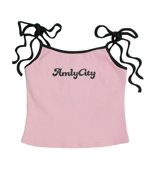 Amly City(アンリーシティ)の「ショルダーリボンラメ刺繍キャミソール<カップ付き>(キャミソール・レディース・ボルドー/ピンク/ネイビー・M/S)」の4枚目の写真