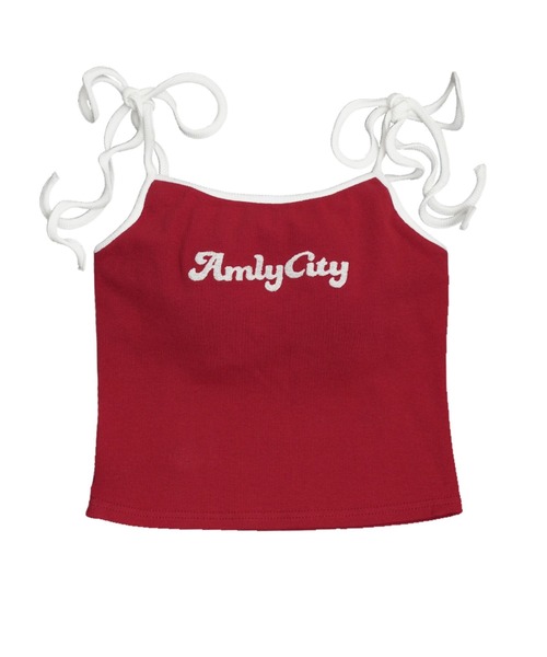 Amly City(アンリーシティ)の「ショルダーリボンラメ刺繍キャミソール<カップ付き>(キャミソール・レディース・ボルドー/ピンク/ネイビー・M/S)」の5枚目の写真